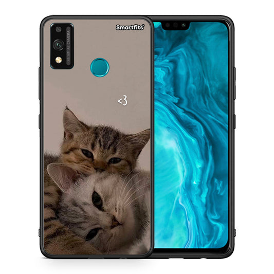 Θήκη Honor 9X Lite Cats In Love από τη Smartfits με σχέδιο στο πίσω μέρος και μαύρο περίβλημα | Honor 9X Lite Cats In Love case with colorful back and black bezels