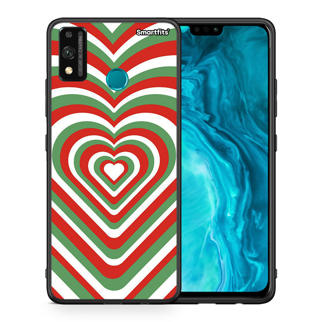 Θήκη Honor 9X Lite Christmas Hearts από τη Smartfits με σχέδιο στο πίσω μέρος και μαύρο περίβλημα | Honor 9X Lite Christmas Hearts case with colorful back and black bezels