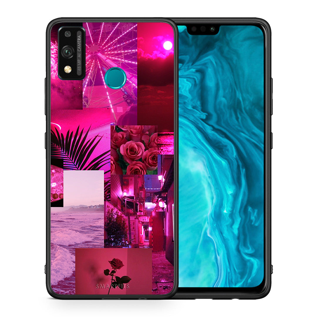 Θήκη Αγίου Βαλεντίνου Honor 9X Lite Collage Red Roses από τη Smartfits με σχέδιο στο πίσω μέρος και μαύρο περίβλημα | Honor 9X Lite Collage Red Roses case with colorful back and black bezels