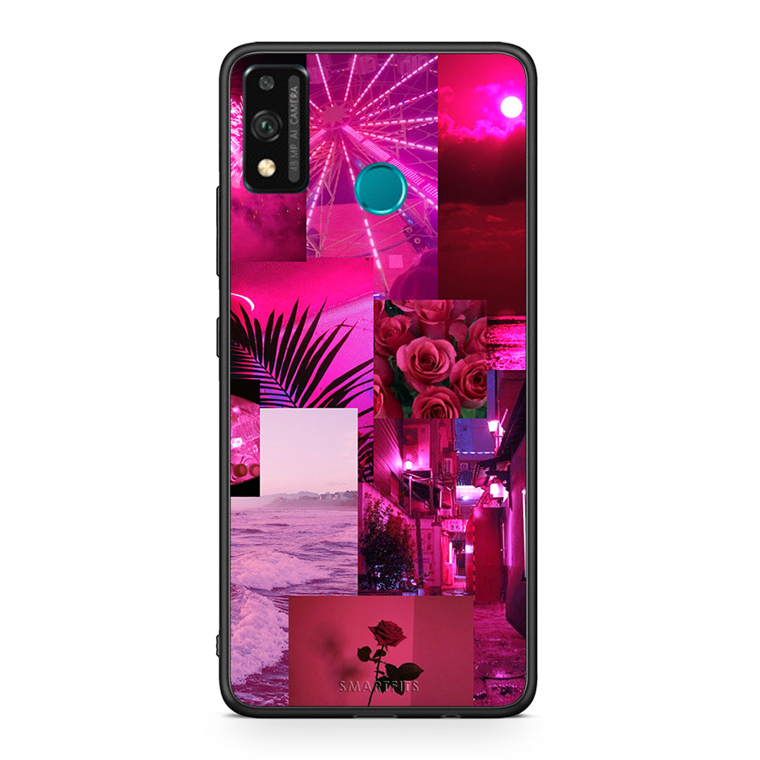 Honor 9X Lite Collage Red Roses Θήκη Αγίου Βαλεντίνου από τη Smartfits με σχέδιο στο πίσω μέρος και μαύρο περίβλημα | Smartphone case with colorful back and black bezels by Smartfits