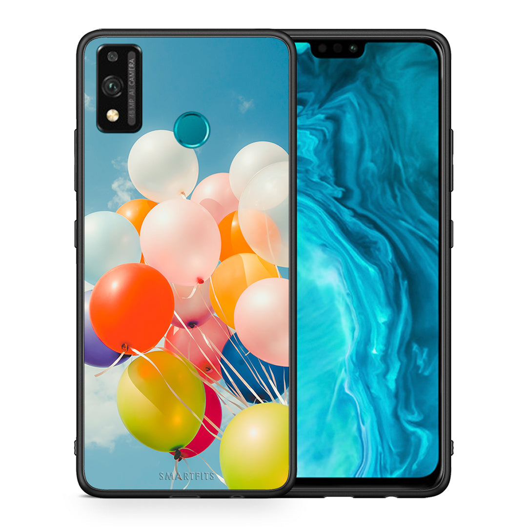 Θήκη Honor 9X Lite Colorful Balloons από τη Smartfits με σχέδιο στο πίσω μέρος και μαύρο περίβλημα | Honor 9X Lite Colorful Balloons case with colorful back and black bezels