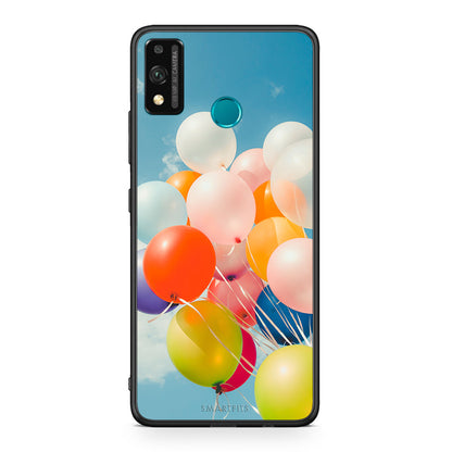 Honor 9X Lite Colorful Balloons θήκη από τη Smartfits με σχέδιο στο πίσω μέρος και μαύρο περίβλημα | Smartphone case with colorful back and black bezels by Smartfits