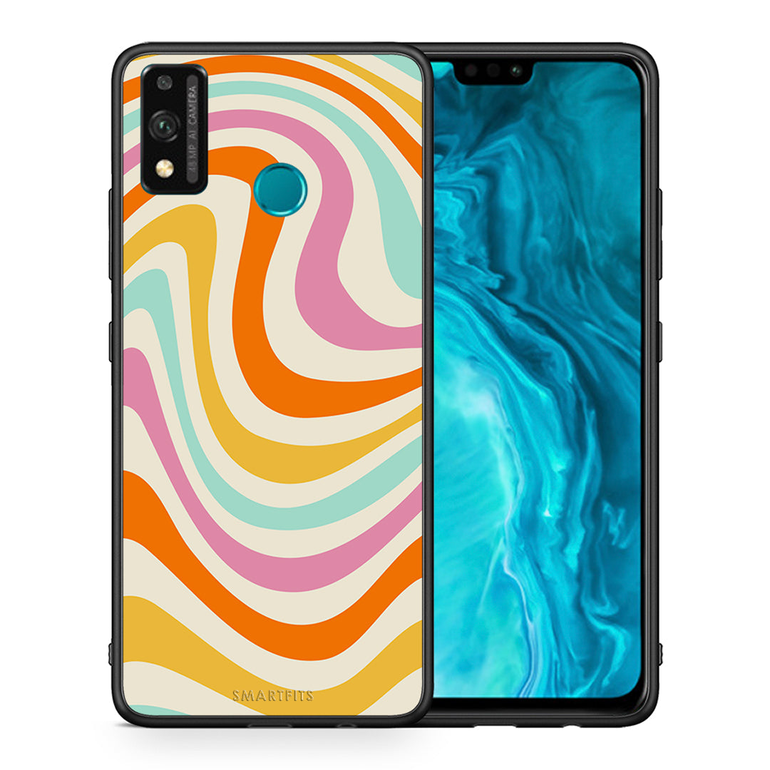 Θήκη Honor 9X Lite Colourful Waves από τη Smartfits με σχέδιο στο πίσω μέρος και μαύρο περίβλημα | Honor 9X Lite Colourful Waves case with colorful back and black bezels