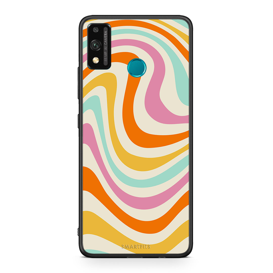 Honor 9X Lite Colourful Waves θήκη από τη Smartfits με σχέδιο στο πίσω μέρος και μαύρο περίβλημα | Smartphone case with colorful back and black bezels by Smartfits