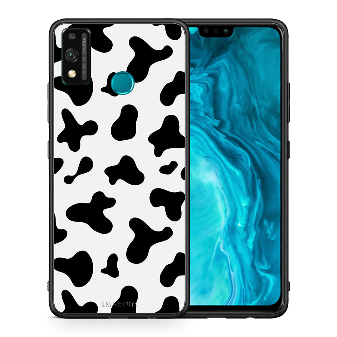 Θήκη Honor 9X Lite Cow Print από τη Smartfits με σχέδιο στο πίσω μέρος και μαύρο περίβλημα | Honor 9X Lite Cow Print case with colorful back and black bezels