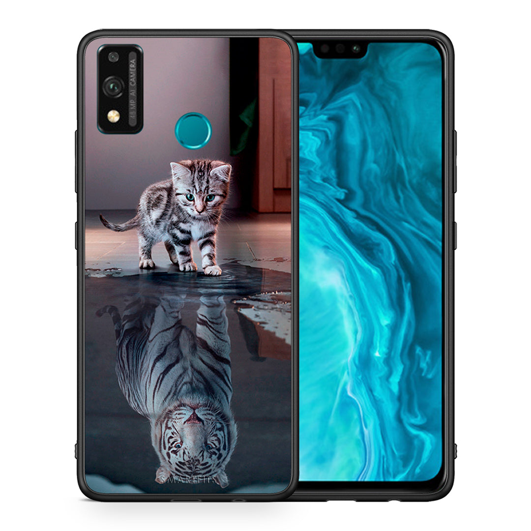 Θήκη Honor 9X Lite Tiger Cute από τη Smartfits με σχέδιο στο πίσω μέρος και μαύρο περίβλημα | Honor 9X Lite Tiger Cute case with colorful back and black bezels