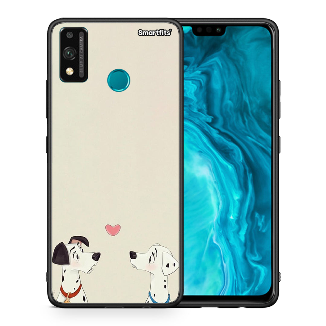 Θήκη Honor 9X Lite Dalmatians Love από τη Smartfits με σχέδιο στο πίσω μέρος και μαύρο περίβλημα | Honor 9X Lite Dalmatians Love case with colorful back and black bezels