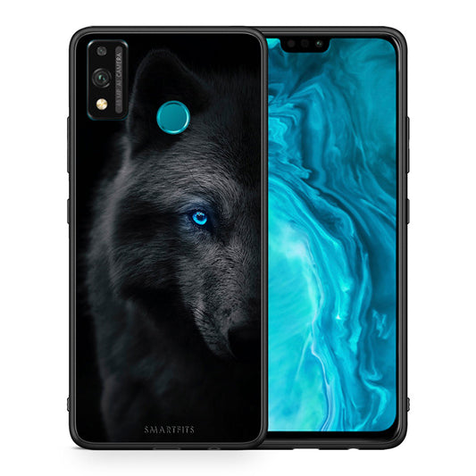 Θήκη Honor 9X Lite Dark Wolf από τη Smartfits με σχέδιο στο πίσω μέρος και μαύρο περίβλημα | Honor 9X Lite Dark Wolf case with colorful back and black bezels