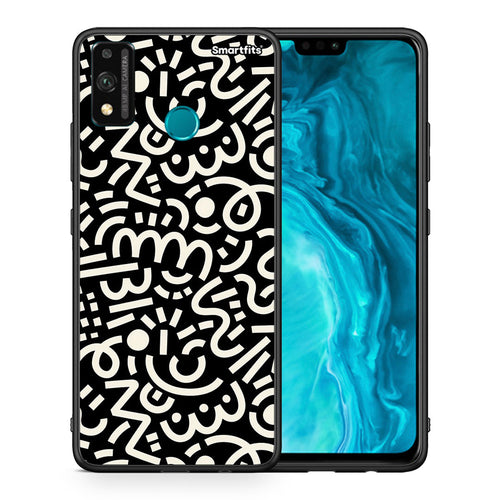Θήκη Honor 9X Lite Doodle Art από τη Smartfits με σχέδιο στο πίσω μέρος και μαύρο περίβλημα | Honor 9X Lite Doodle Art case with colorful back and black bezels