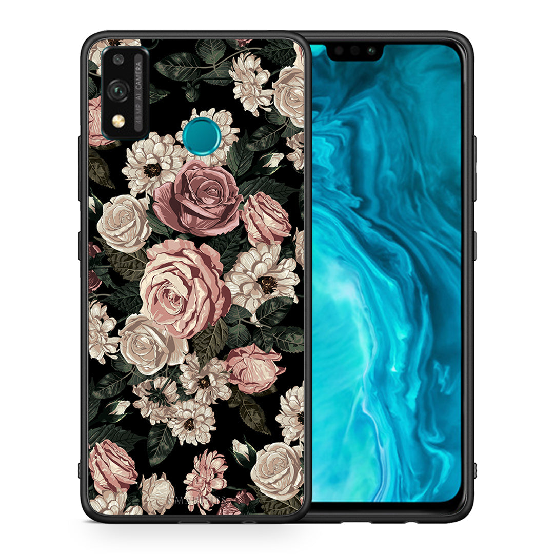 Θήκη Honor 9X Lite Wild Roses Flower από τη Smartfits με σχέδιο στο πίσω μέρος και μαύρο περίβλημα | Honor 9X Lite Wild Roses Flower case with colorful back and black bezels