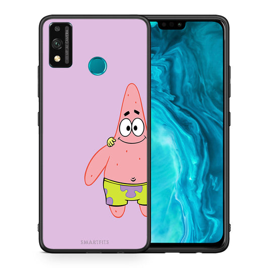 Θήκη Honor 9X Lite Friends Patrick από τη Smartfits με σχέδιο στο πίσω μέρος και μαύρο περίβλημα | Honor 9X Lite Friends Patrick case with colorful back and black bezels
