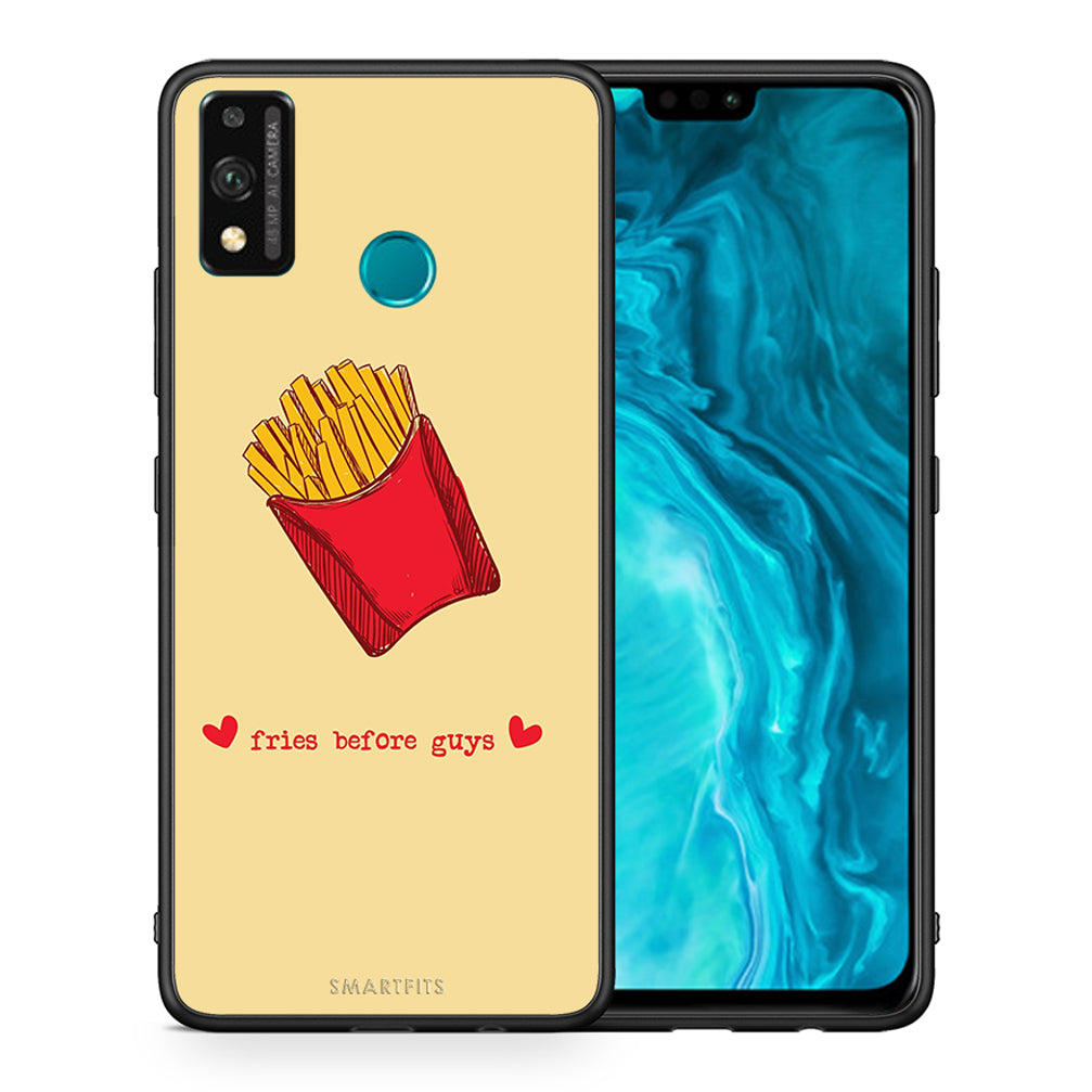 Θήκη Αγίου Βαλεντίνου Honor 9X Lite Fries Before Guys από τη Smartfits με σχέδιο στο πίσω μέρος και μαύρο περίβλημα | Honor 9X Lite Fries Before Guys case with colorful back and black bezels