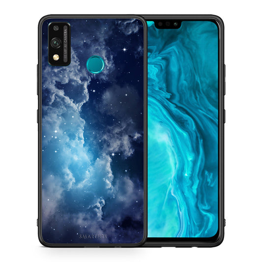 Θήκη Honor 9X Lite Blue Sky Galaxy από τη Smartfits με σχέδιο στο πίσω μέρος και μαύρο περίβλημα | Honor 9X Lite Blue Sky Galaxy case with colorful back and black bezels