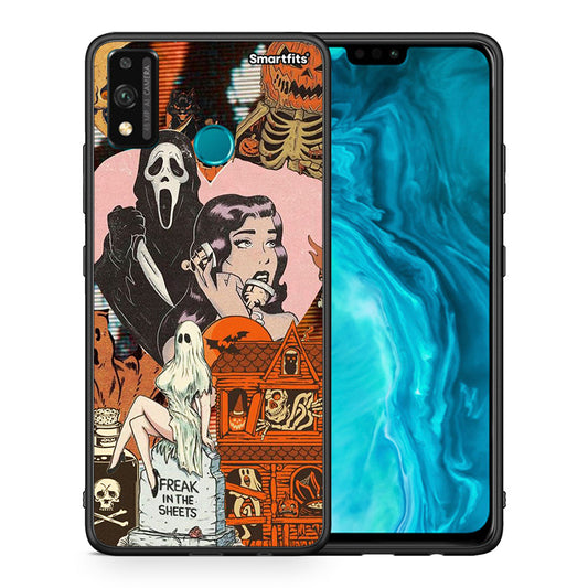 Θήκη Honor 9X Lite Halloween Collage από τη Smartfits με σχέδιο στο πίσω μέρος και μαύρο περίβλημα | Honor 9X Lite Halloween Collage case with colorful back and black bezels