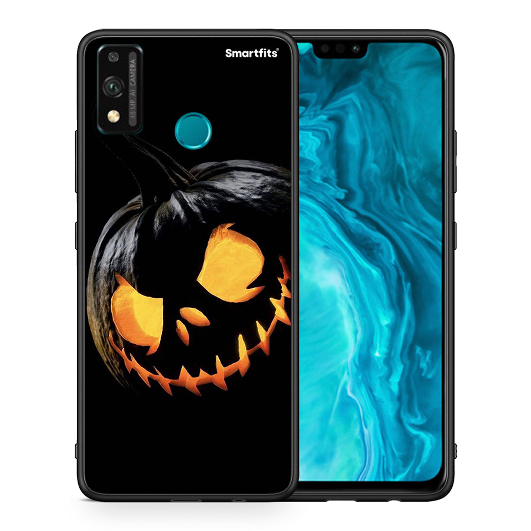 Θήκη Honor 9X Lite Halloween Scary Pumpkin από τη Smartfits με σχέδιο στο πίσω μέρος και μαύρο περίβλημα | Honor 9X Lite Halloween Scary Pumpkin case with colorful back and black bezels