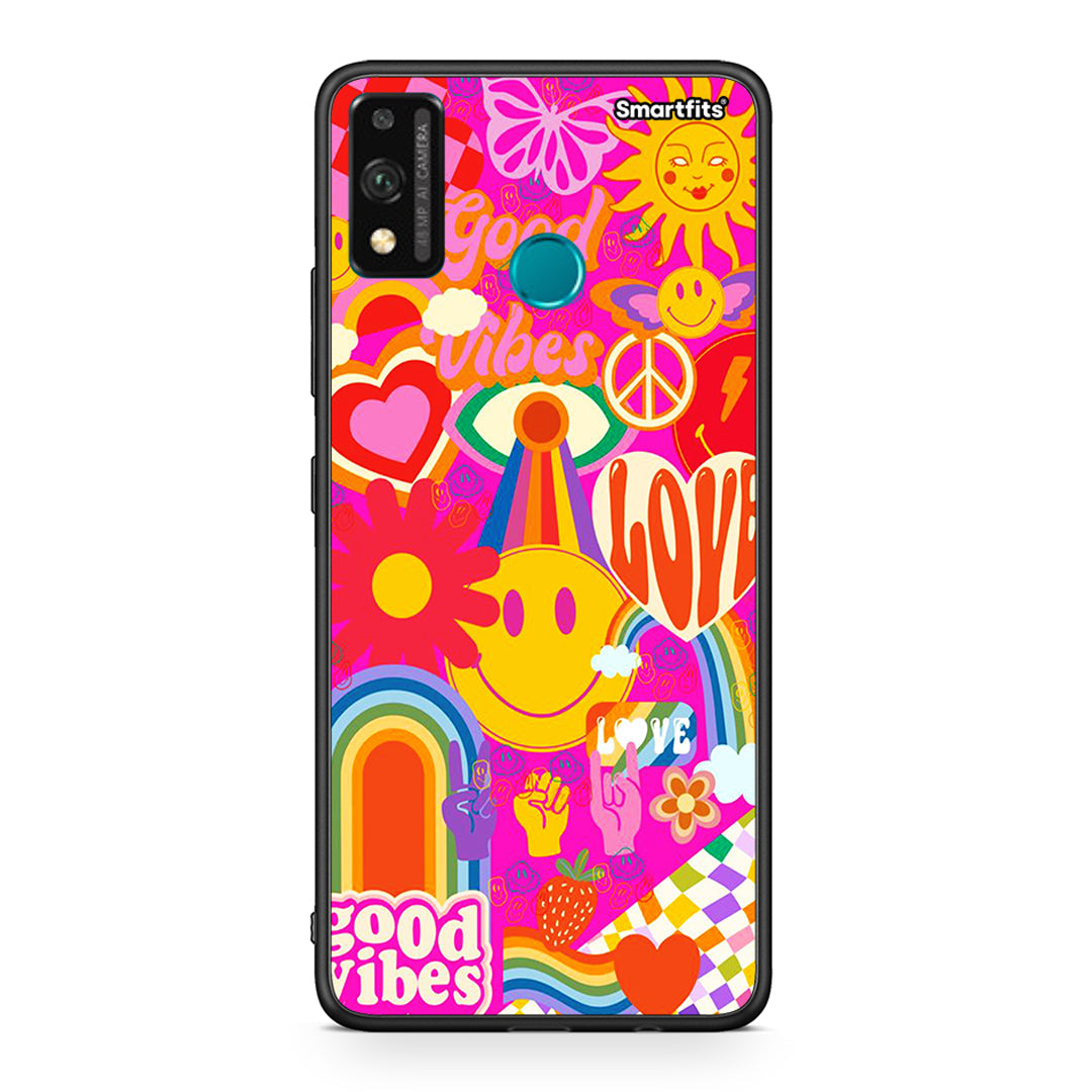 Honor 9X Lite Hippie Love θήκη από τη Smartfits με σχέδιο στο πίσω μέρος και μαύρο περίβλημα | Smartphone case with colorful back and black bezels by Smartfits