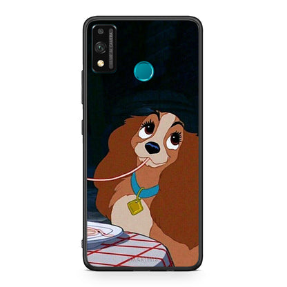 Honor 9X Lite Lady And Tramp 2 Θήκη Αγίου Βαλεντίνου από τη Smartfits με σχέδιο στο πίσω μέρος και μαύρο περίβλημα | Smartphone case with colorful back and black bezels by Smartfits