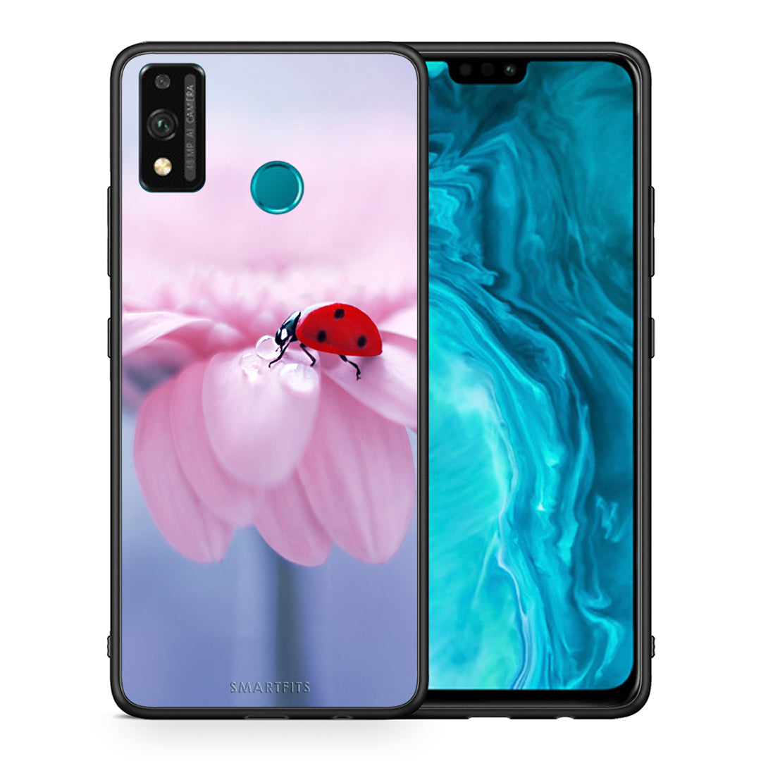 Θήκη Honor 9X Lite Ladybug Flower από τη Smartfits με σχέδιο στο πίσω μέρος και μαύρο περίβλημα | Honor 9X Lite Ladybug Flower case with colorful back and black bezels