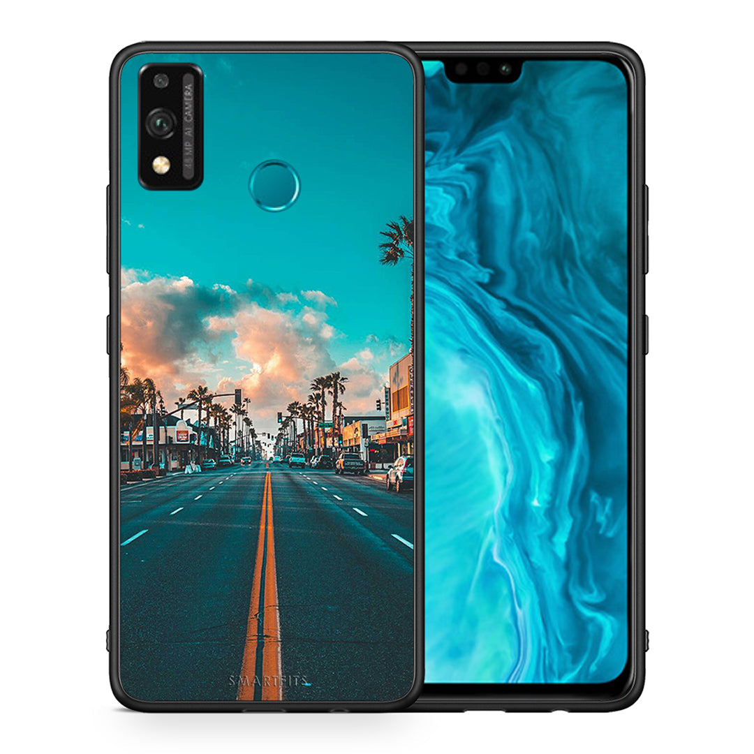 Θήκη Honor 9X Lite City Landscape από τη Smartfits με σχέδιο στο πίσω μέρος και μαύρο περίβλημα | Honor 9X Lite City Landscape case with colorful back and black bezels