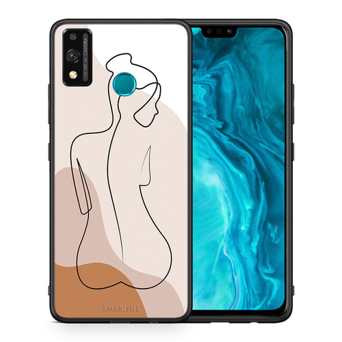 Θήκη Honor 9X Lite LineArt Woman από τη Smartfits με σχέδιο στο πίσω μέρος και μαύρο περίβλημα | Honor 9X Lite LineArt Woman case with colorful back and black bezels
