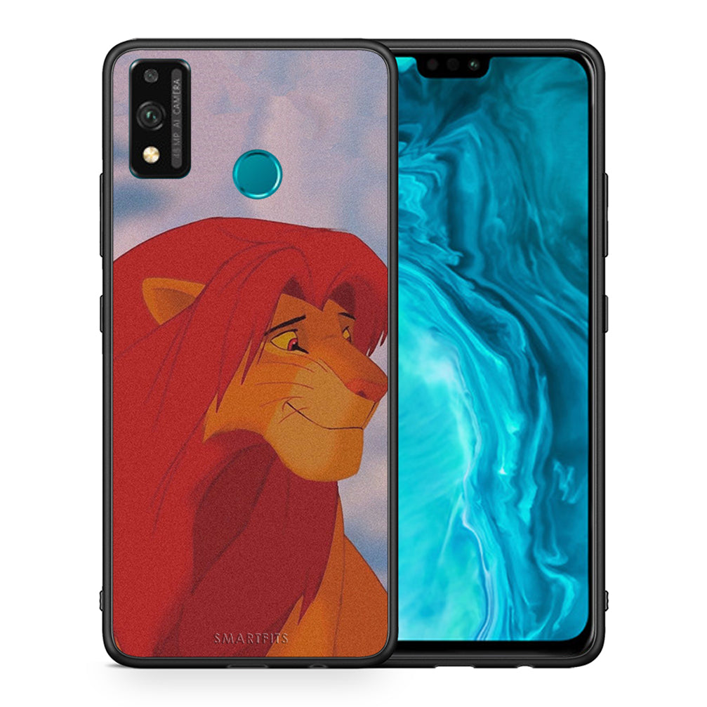Θήκη Αγίου Βαλεντίνου Honor 9X Lite Lion Love 1 από τη Smartfits με σχέδιο στο πίσω μέρος και μαύρο περίβλημα | Honor 9X Lite Lion Love 1 case with colorful back and black bezels