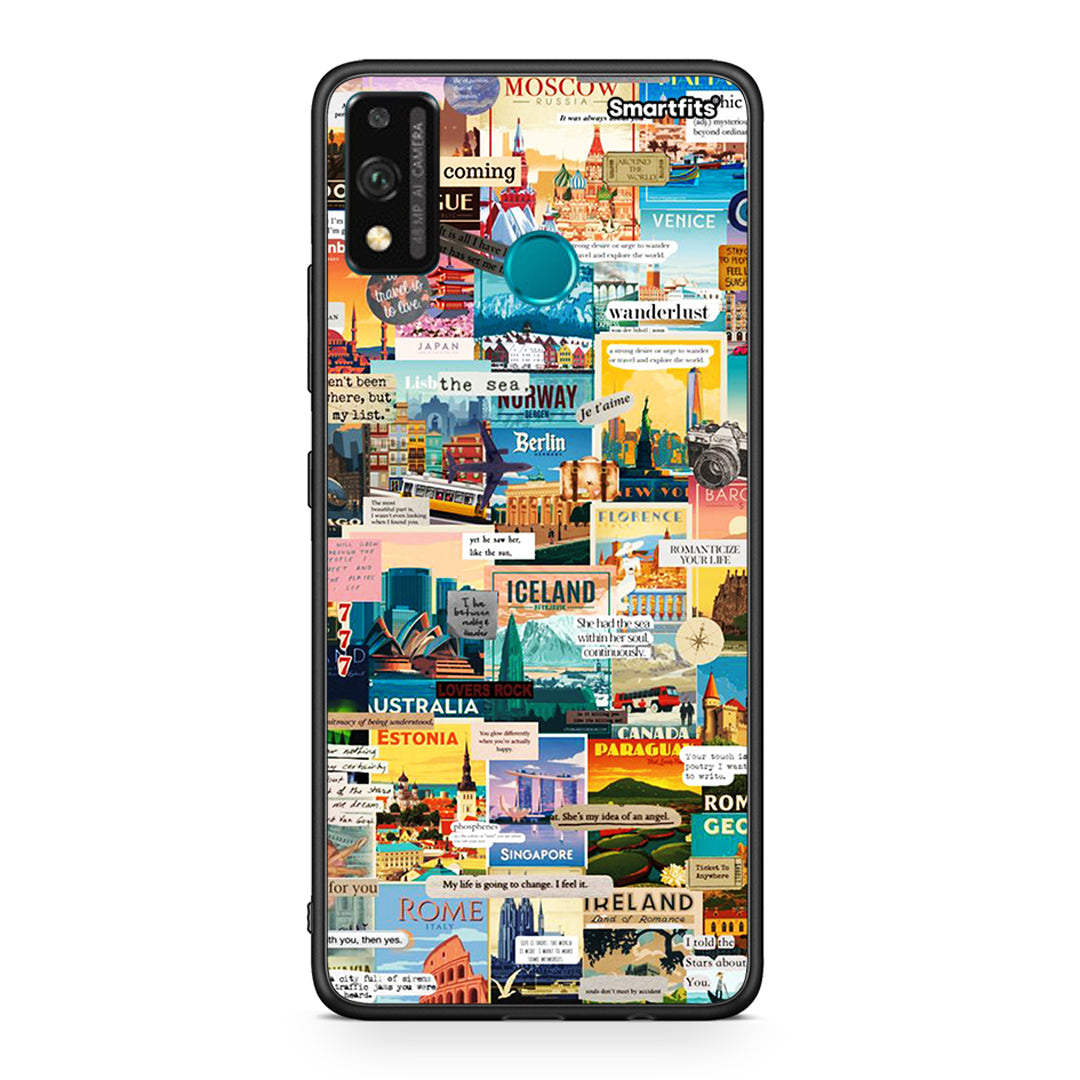 Honor 9X Lite Live To Travel θήκη από τη Smartfits με σχέδιο στο πίσω μέρος και μαύρο περίβλημα | Smartphone case with colorful back and black bezels by Smartfits