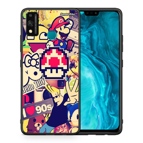 Θήκη Honor 9X Lite Love The 90s από τη Smartfits με σχέδιο στο πίσω μέρος και μαύρο περίβλημα | Honor 9X Lite Love The 90s case with colorful back and black bezels