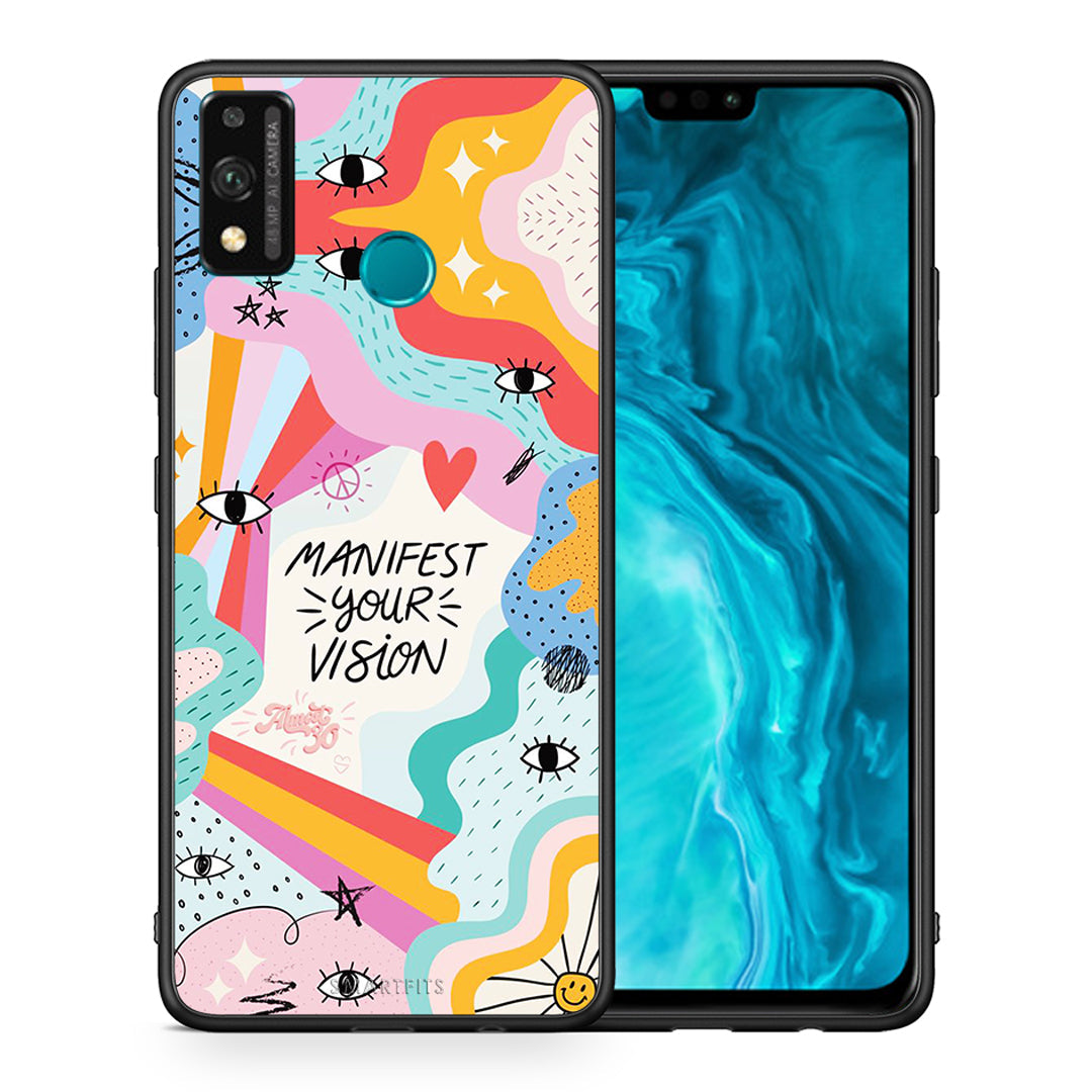 Θήκη Honor 9X Lite Manifest Your Vision από τη Smartfits με σχέδιο στο πίσω μέρος και μαύρο περίβλημα | Honor 9X Lite Manifest Your Vision case with colorful back and black bezels