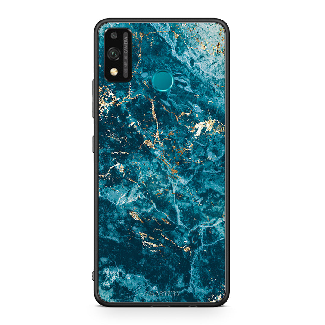 Honor 9X Lite Marble Blue θήκη από τη Smartfits με σχέδιο στο πίσω μέρος και μαύρο περίβλημα | Smartphone case with colorful back and black bezels by Smartfits