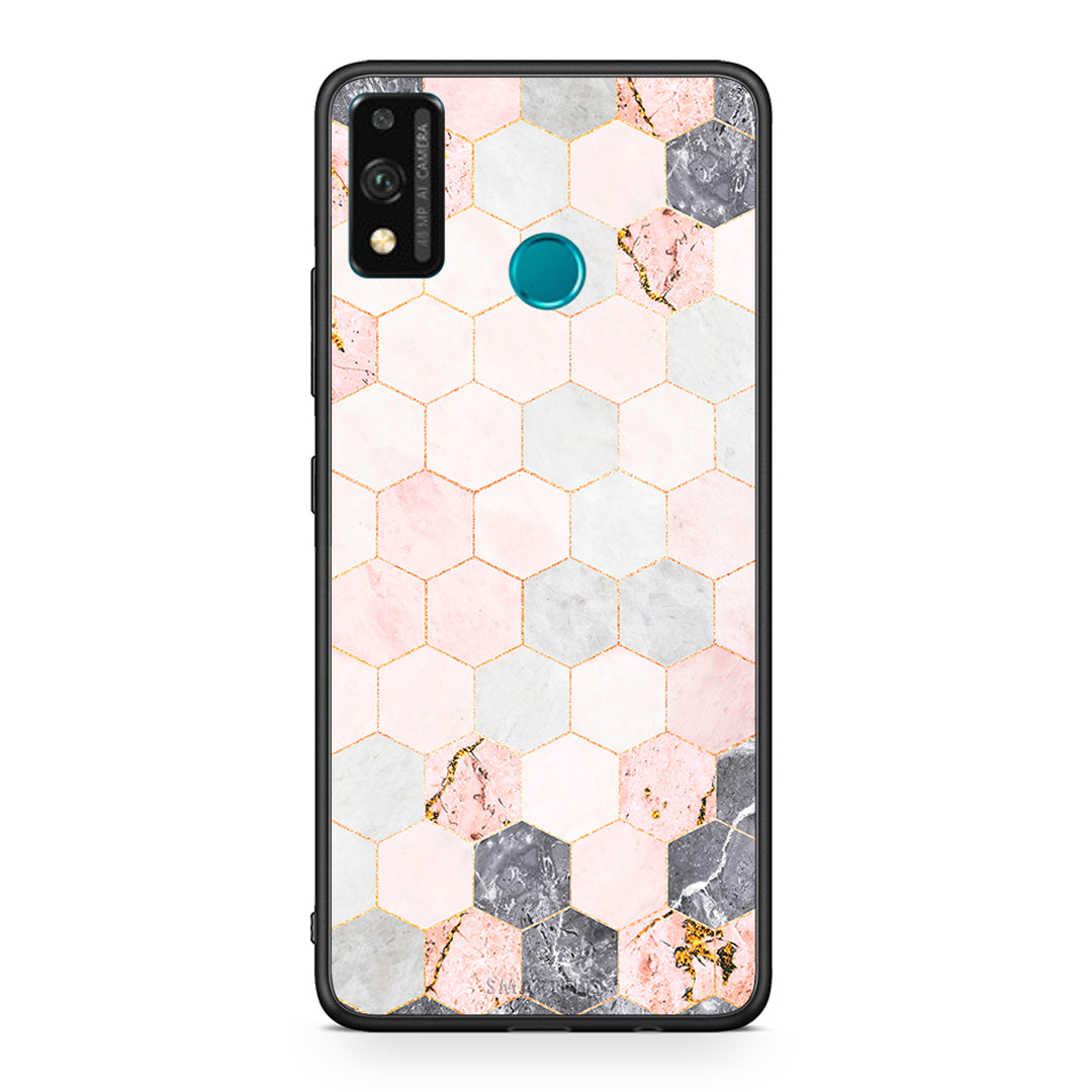 4 - Honor 9X Lite Hexagon Pink Marble case, cover, bumper
