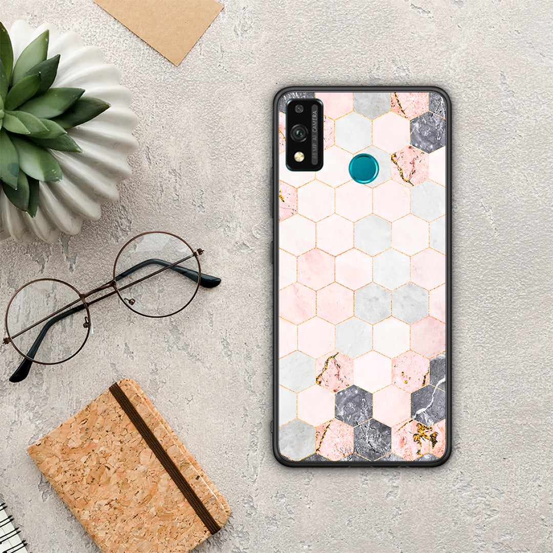 Marble Hexagon Pink - Honor 9X Lite θήκη