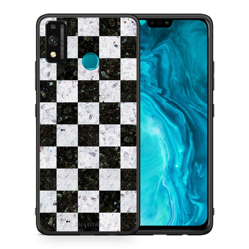 Θήκη Honor 9X Lite Square Geometric Marble από τη Smartfits με σχέδιο στο πίσω μέρος και μαύρο περίβλημα | Honor 9X Lite Square Geometric Marble case with colorful back and black bezels