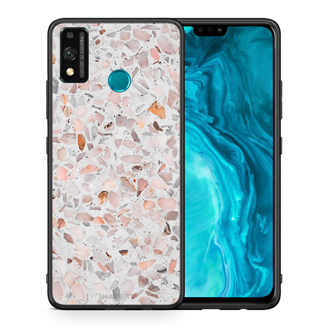 Θήκη Honor 9X Lite Marble Terrazzo από τη Smartfits με σχέδιο στο πίσω μέρος και μαύρο περίβλημα | Honor 9X Lite Marble Terrazzo case with colorful back and black bezels