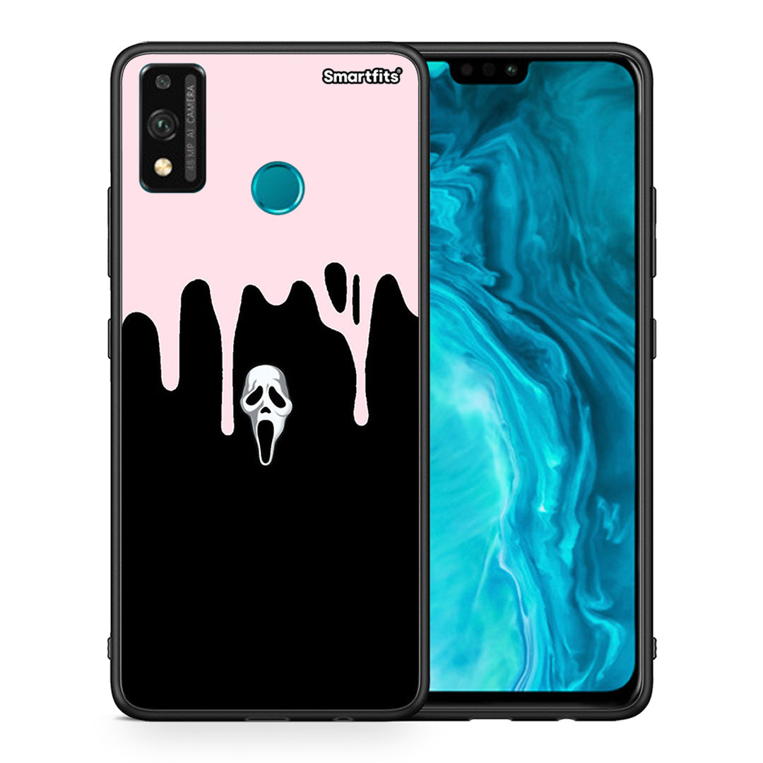 Θήκη Honor 9X Lite Melting Halloween Mask από τη Smartfits με σχέδιο στο πίσω μέρος και μαύρο περίβλημα | Honor 9X Lite Melting Halloween Mask case with colorful back and black bezels