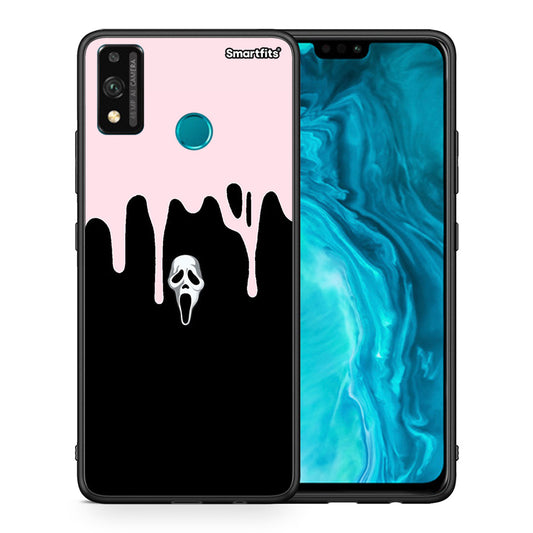 Θήκη Honor 9X Lite Melting Halloween Mask από τη Smartfits με σχέδιο στο πίσω μέρος και μαύρο περίβλημα | Honor 9X Lite Melting Halloween Mask case with colorful back and black bezels