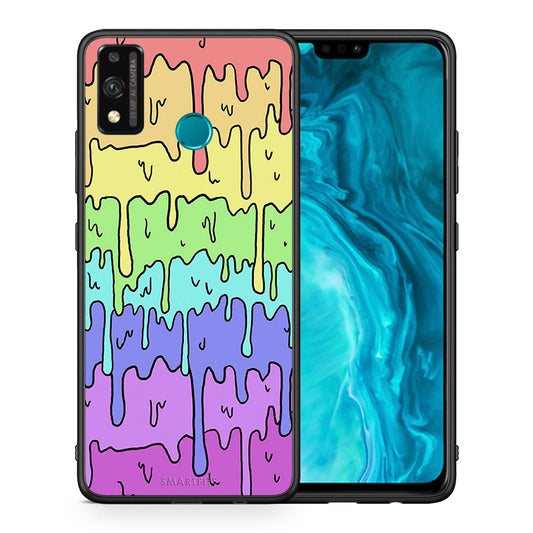 Θήκη Honor 9X Lite Melting Rainbow από τη Smartfits με σχέδιο στο πίσω μέρος και μαύρο περίβλημα | Honor 9X Lite Melting Rainbow case with colorful back and black bezels