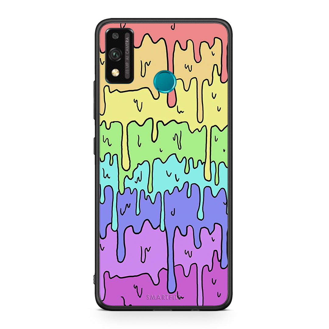 Honor 9X Lite Melting Rainbow θήκη από τη Smartfits με σχέδιο στο πίσω μέρος και μαύρο περίβλημα | Smartphone case with colorful back and black bezels by Smartfits