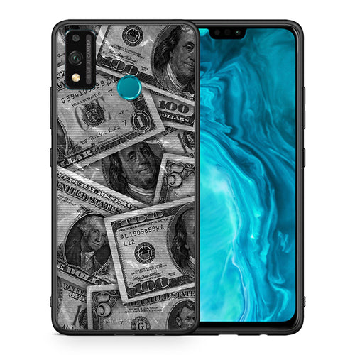 Θήκη Honor 9X Lite Money Dollars από τη Smartfits με σχέδιο στο πίσω μέρος και μαύρο περίβλημα | Honor 9X Lite Money Dollars case with colorful back and black bezels