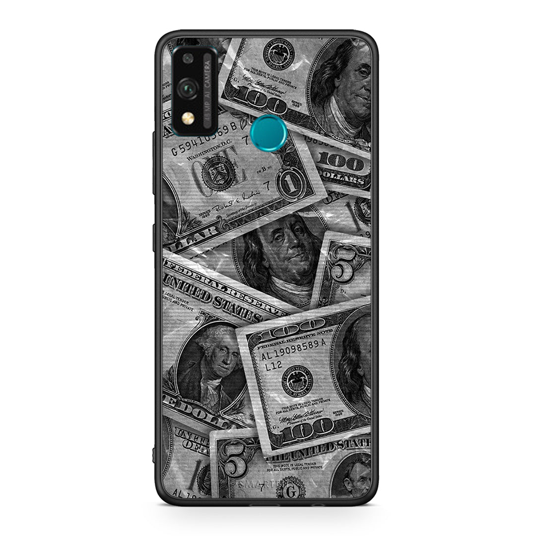 Honor 9X Lite Money Dollars θήκη από τη Smartfits με σχέδιο στο πίσω μέρος και μαύρο περίβλημα | Smartphone case with colorful back and black bezels by Smartfits