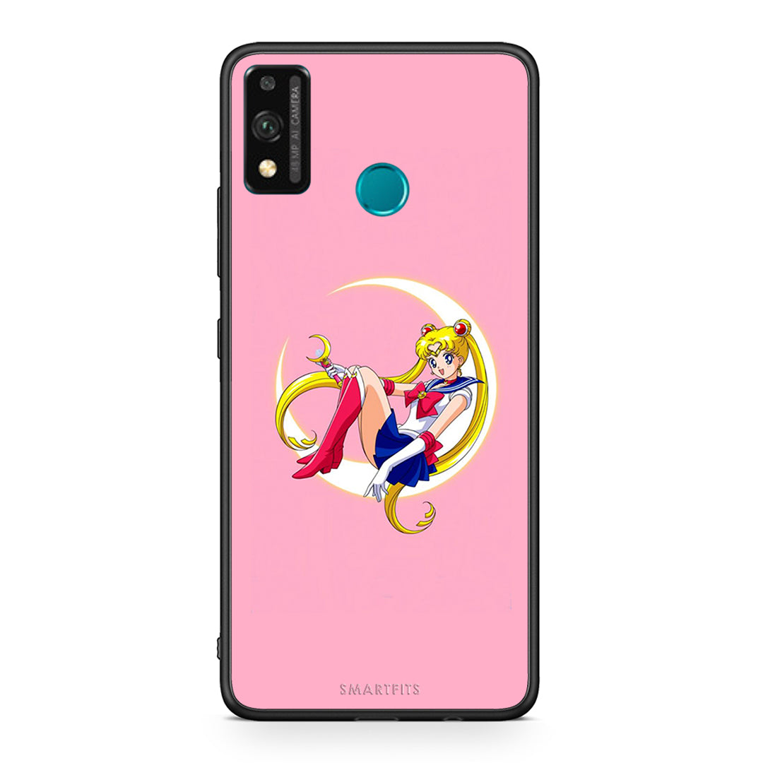 Honor 9X Lite Moon Girl θήκη από τη Smartfits με σχέδιο στο πίσω μέρος και μαύρο περίβλημα | Smartphone case with colorful back and black bezels by Smartfits