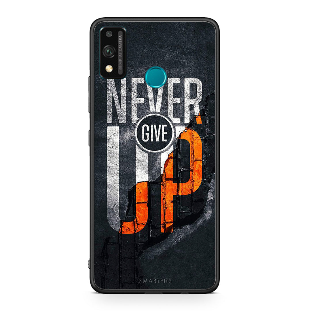 Honor 9X Lite Never Give Up Θήκη Αγίου Βαλεντίνου από τη Smartfits με σχέδιο στο πίσω μέρος και μαύρο περίβλημα | Smartphone case with colorful back and black bezels by Smartfits