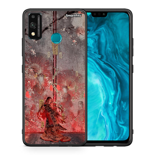 Θήκη Honor 9X Lite Nezuko Kamado από τη Smartfits με σχέδιο στο πίσω μέρος και μαύρο περίβλημα | Honor 9X Lite Nezuko Kamado case with colorful back and black bezels