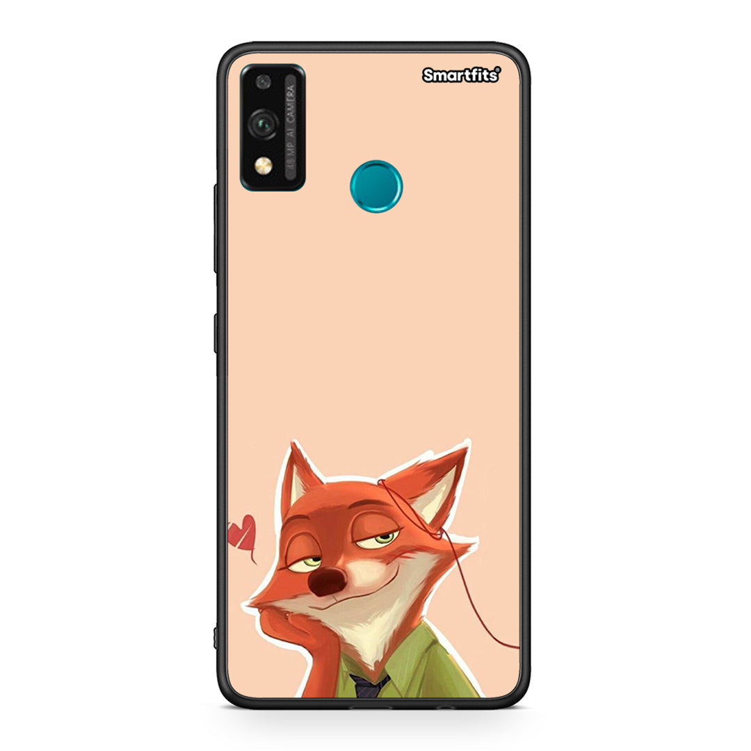 Honor 9X Lite Nick Wilde And Judy Hopps Love 1 θήκη από τη Smartfits με σχέδιο στο πίσω μέρος και μαύρο περίβλημα | Smartphone case with colorful back and black bezels by Smartfits