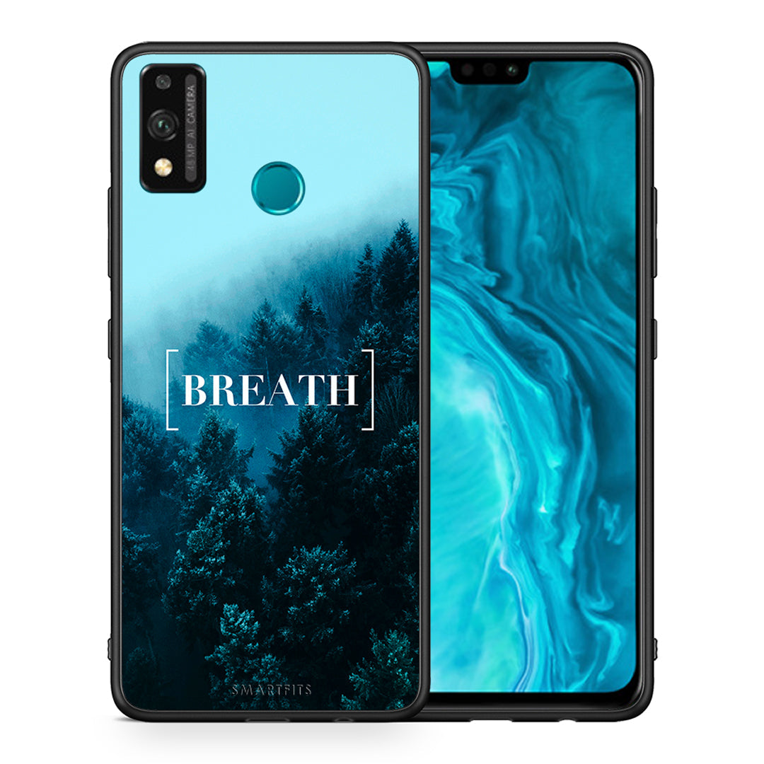 Θήκη Honor 9X Lite Breath Quote από τη Smartfits με σχέδιο στο πίσω μέρος και μαύρο περίβλημα | Honor 9X Lite Breath Quote case with colorful back and black bezels