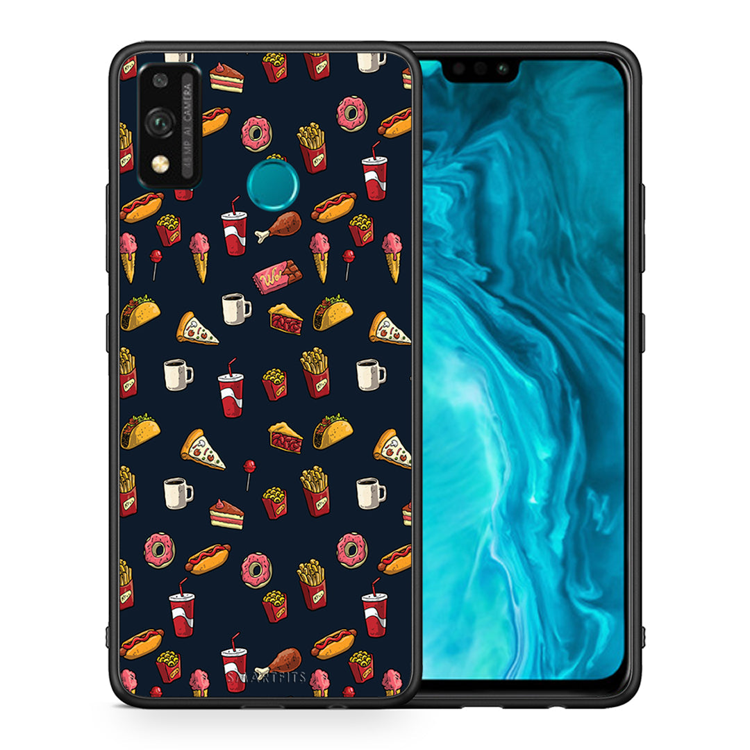 Θήκη Honor 9X Lite Hungry Random από τη Smartfits με σχέδιο στο πίσω μέρος και μαύρο περίβλημα | Honor 9X Lite Hungry Random case with colorful back and black bezels