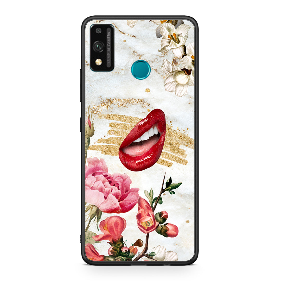 Honor 9X Lite Red Lips θήκη από τη Smartfits με σχέδιο στο πίσω μέρος και μαύρο περίβλημα | Smartphone case with colorful back and black bezels by Smartfits