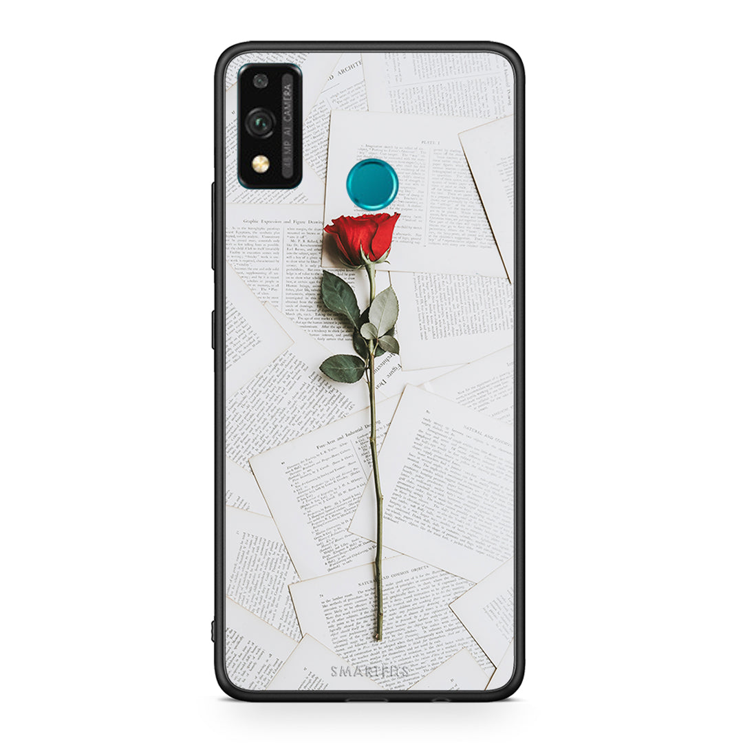 Honor 9X Lite Red Rose θήκη από τη Smartfits με σχέδιο στο πίσω μέρος και μαύρο περίβλημα | Smartphone case with colorful back and black bezels by Smartfits