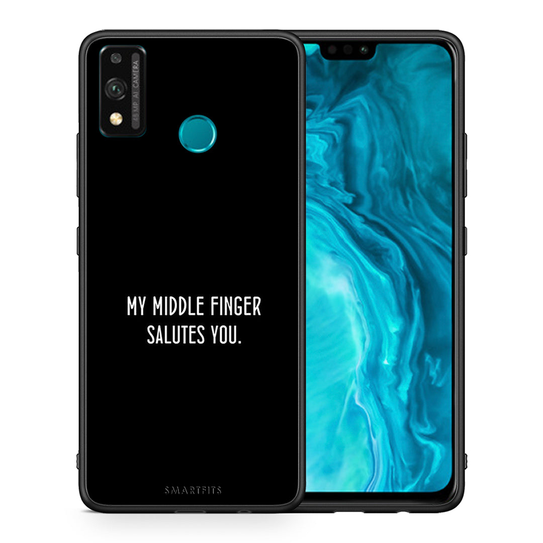 Θήκη Honor 9X Lite Salute από τη Smartfits με σχέδιο στο πίσω μέρος και μαύρο περίβλημα | Honor 9X Lite Salute case with colorful back and black bezels