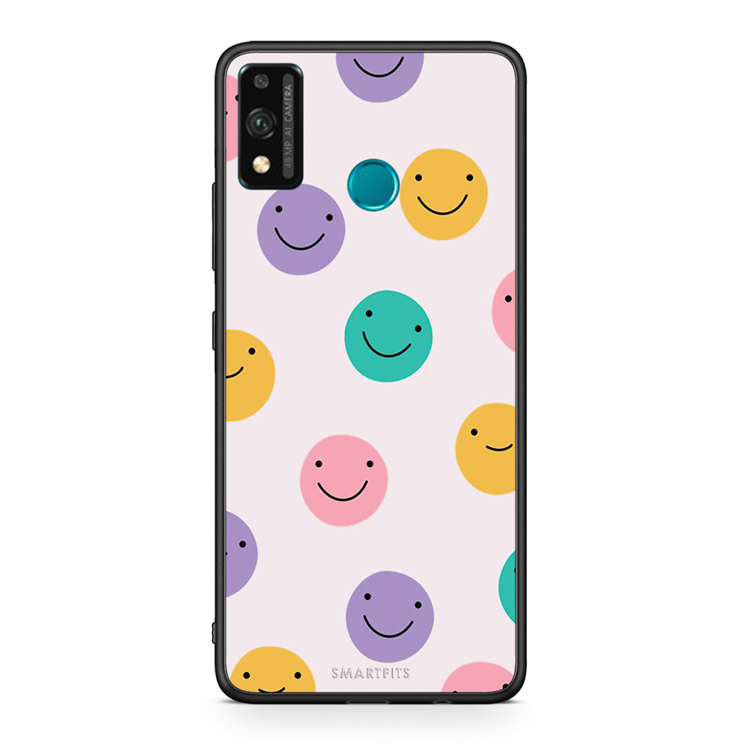 Honor 9X Lite Smiley Faces θήκη από τη Smartfits με σχέδιο στο πίσω μέρος και μαύρο περίβλημα | Smartphone case with colorful back and black bezels by Smartfits