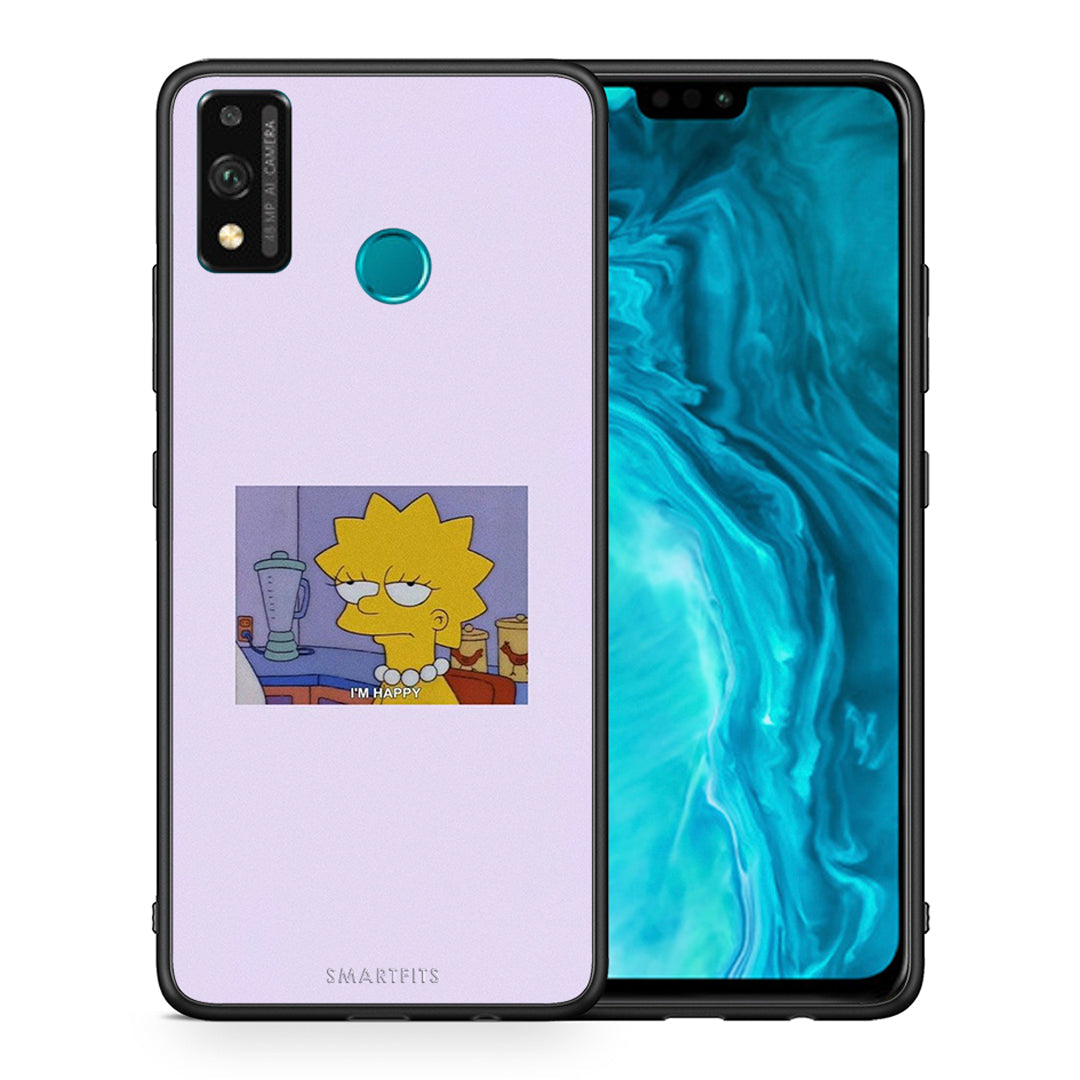 Θήκη Honor 9X Lite So Happy από τη Smartfits με σχέδιο στο πίσω μέρος και μαύρο περίβλημα | Honor 9X Lite So Happy case with colorful back and black bezels